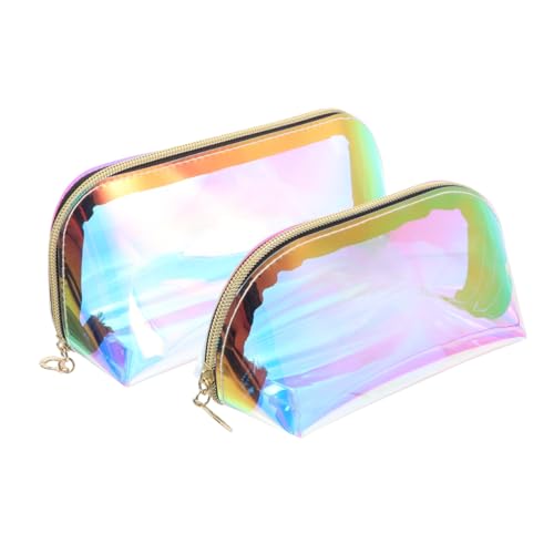LRXIYODE 2 Stück Holografische Teilig Kosmetiktasche Transparent TPU Make Up Tasche mit Großer Kapazität Modisch und Tragbar Vielseitiger Organizer für Damen Reise Alltag von LRXIYODE