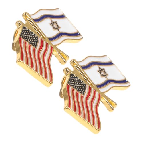 LRXIYODE 2 Stück Israel und Usa Flaggen Broschen aus Metall Leichte Langlebige Anstecknadeln für Kleidung Wiederverwendbar Modische Nationalflaggen Pins für Feiern und Alltag von LRXIYODE