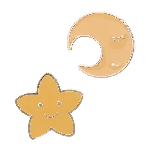 LRXIYODE 2 Stück Japanische Broschen mit Mond und Stern Niedliches Design Langlebige Zinklegierung Sicherer Antiexpositionsverschluss Dekorative Abzeichen für Jacken Hüte Rucksäcke von LRXIYODE