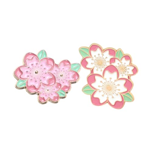 LRXIYODE 2 Stück Japanische Stil Kirschblüten Brosche Leichte Dekorative Anstecknadeln für Damen Blumen Lapel Pins Vielseitig Tragbar für Kleidung Rucksack Jacke Hut Schmuck von LRXIYODE