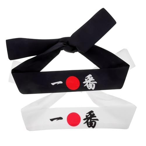 LRXIYODE 2 Stück Japanisches Stirnband Schweißabsorbierend Traditionelles Hachimaki für Sport Kochen Küchenchef Kostüm und Unterstützung von LRXIYODE