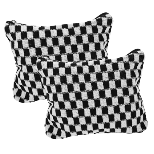 LRXIYODE 2 Stück Karierte Kosmetiktasche Große Kapazität Geflochtene Schminktasche Hängende Reise-kulturbeutel Für Frauen Mädchen Schüler Alltag und Urlaub von LRXIYODE