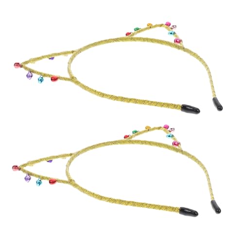 LRXIYODE 2 Stück Katzenohren Stirnband mit Glocken Leichtes Bequemes Party Haarband für Damen Festliche Kopfbedeckung für Weihnachten Fasching und Kostümfeste von LRXIYODE