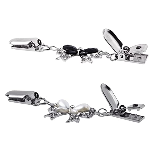 LRXIYODE 2 Stück Kleidungsclips für Damen Delicate Schal Clips für Strickjacken und Pullover Robuste und Stilvolle Accessoires Schwarz und Weiß von LRXIYODE