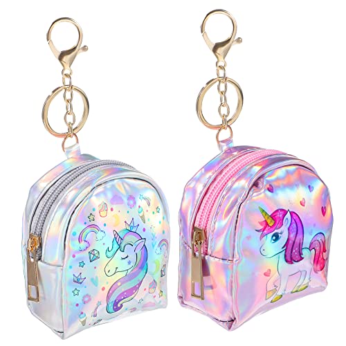 LRXIYODE 2 Stück Kleine Einhorn Münzbeutel mit Reißverschluss Farbenfrohe Geldbörsen für Frauen Praktische Schlüsselanhänger und Kartenhalter für Unterwegs von LRXIYODE