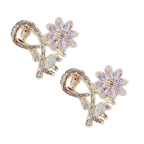 LRXIYODE 2 Stück Kleine Haarspangen Blütenförmige Haarklammer aus Kristallimitat Robuster Haarclip für Damen Teenager und Mädchen Haarschmuck Accessoire für Haartypen von LRXIYODE