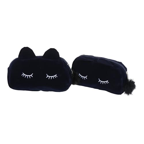 LRXIYODE 2 Stück Kosmetiktaschen Katze Design Flockstoff Große Reise Kulturbeutel Multifunktional Makeup Tasche für Damen Toilettenartikel Stift Aufbewahrung Taschen von LRXIYODE
