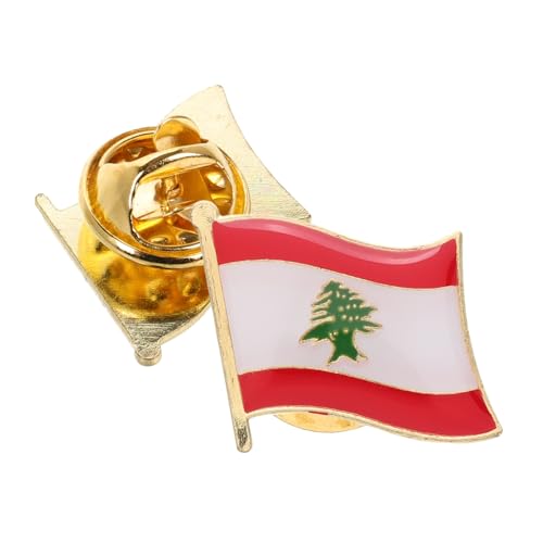 LRXIYODE 2 Stück Libanon Flaggenbrosche Metall Anstecknadel Nationalflagge Pin für Herren Anzug Damen Schal Rucksack Zubehör Langlebig Leicht Tragbar von LRXIYODE