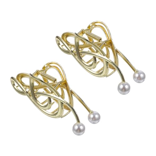 LRXIYODE 2 Stück Metal Haarklammer mit Perlen und Musiknoten Design Große Krallenklammer für Frauen Eleganter Langlebiger Haarclip für Festivals und Konzerte Fester Sitz Goldfarben von LRXIYODE