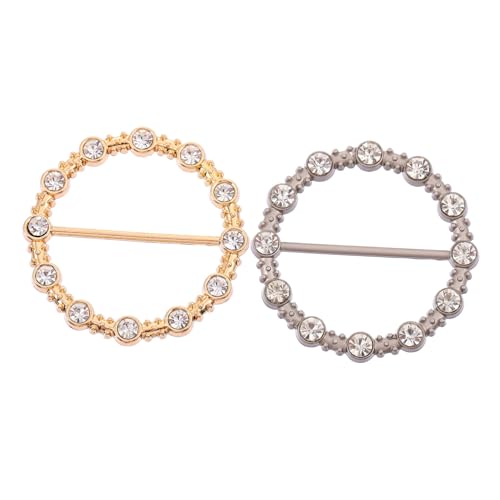 LRXIYODE 2 Stück Metall Schal Clips für Damen Runde Shirt Halter Schnallen in Gold und Silber Dekorative Clips für Tücher Hochzeits und Partyaccessoires von LRXIYODE