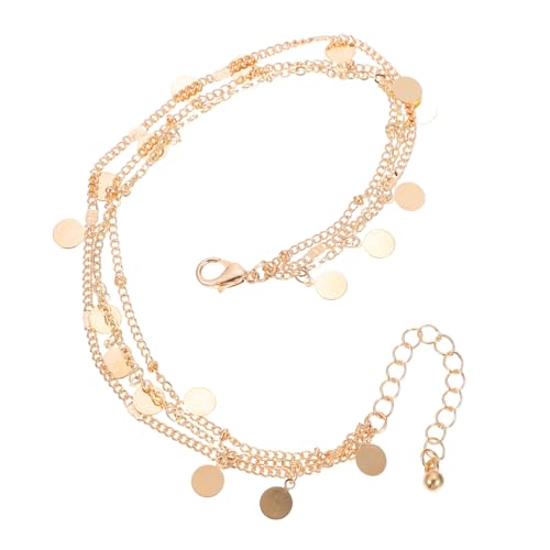 LRXIYODE 2 Stück Metallic Mehrlagige Fußkettchen Damen Kreative Strand Schmuck Fußketten Leicht Hautfreundlich Langlebig Geschenkidee von LRXIYODE