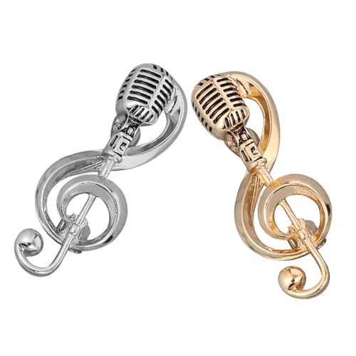 LRXIYODE 2 Stück Mikrofonbrosche Musikbrosche Mikrofonverzierung Musik Brosche Musik-schmuck-brosche Ansteckmikrofon Musikalische Brosche Mikrofon Charme Zinklegierung von LRXIYODE