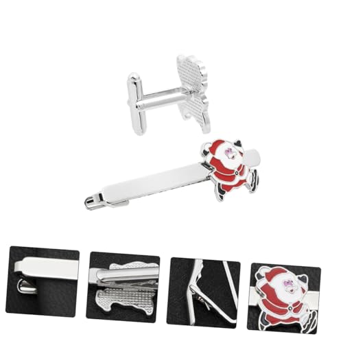 LRXIYODE 2 Stück Modische Krawattenklammern mit Niedlichem Weihnachtsmann Motiv Langlebiges Legierungsmaterial Stilvolles Accessoire für Weihnachten Partys und Formelle Anlässe Einfache von LRXIYODE