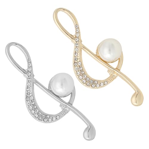 LRXIYODE 2 Stück Modische Notenbroschen aus Langlebiger Zinklegierung mit Perlenbesatz Kreative Schmuck Anstecknadeln für Damen Musik Accessoires für Besondere Anlässe und Alltag von LRXIYODE