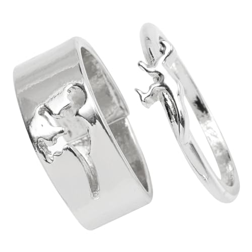 LRXIYODE 2 Stück Modische Offene Partner ringe aus Legiertem Verstellbare Dinosaurier designs Stilvolle Schmuckgeschenke für Geeignet für Alltag Party und Besondere Anlässe von LRXIYODE