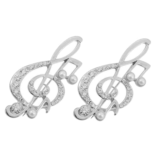 LRXIYODE 2 Stück Musikalische Noten Broschen mit Kunstperlen Anstecknadeln für Damen Kreative Schmuck Pins für Kleidung Taschen und Hüte Modische Dekoration für Pullover und Mäntel von LRXIYODE