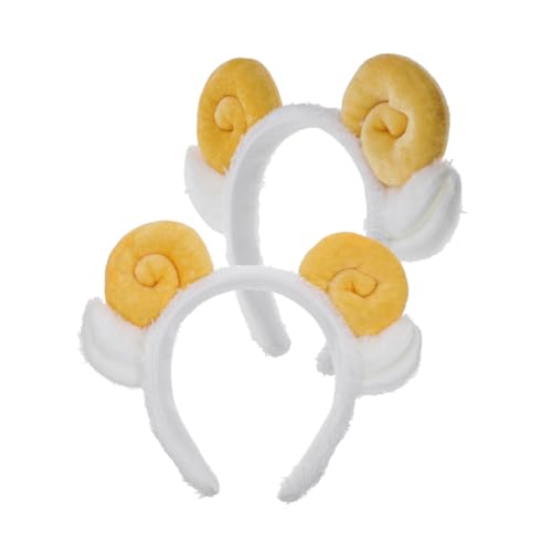 LRXIYODE 2 Stück Niedliches Schafhorn Haarreif mit Tierohren Weiches Stirnband für Mädchen Cartoon Kopfband für Make Up Fasching und Party und zu Tragen von LRXIYODE