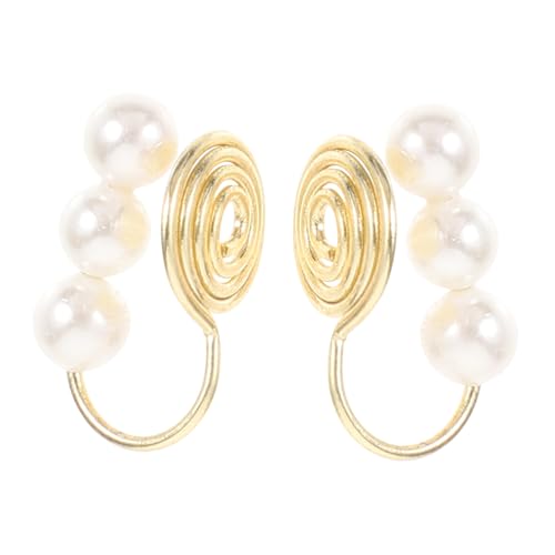 LRXIYODE 2 Stück Ohrclips Damen Goldbeschichtung mit Perlen Schmerzfreie nicht Durchbohrte Ohrstecker Eleganter Schmuck für Alltag und Festlichkeiten von LRXIYODE