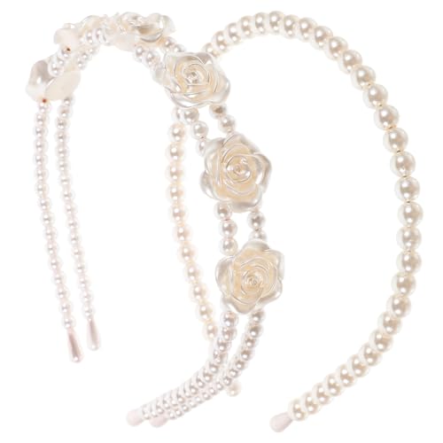 LRXIYODE 2 Stück Perlen Haarreif Damen Elegant Komfortabel Haarband für Waschen Styling Party Hochzeit Haarschmuck Mädchen Frauen von LRXIYODE