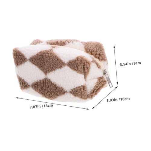 LRXIYODE 2 Stück Plüsch Kosmetiktasche Kariert Große Make up Tasche Weich Strapazierfähig Leicht zu Reinigen Stilvoll für Damen Mädchen Reise Kulturbeutel Toilettenartikel Organizer von LRXIYODE