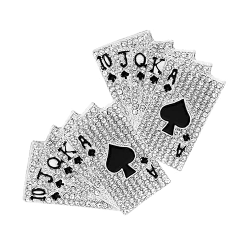 LRXIYODE 2 Stück Pokerkarten Broschen aus Legiertem mit Strasssteinen Anstecknadeln für Damen und Herren Vielseitige Kleidungsschmuck für Pullover Cardigan und Blazer von LRXIYODE