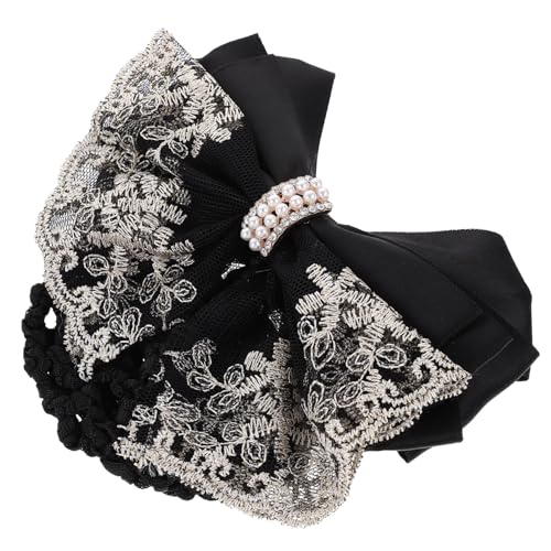 LRXIYODE 2 Stück Professionelles Haarnetz Teiliges Schwarzes Spitzen Haarbündelnetz Eleganter Haarklammer Dutt für Frauen Geeignet für Büro Servicepersonal Festliche Anlässe und Alltag von LRXIYODE