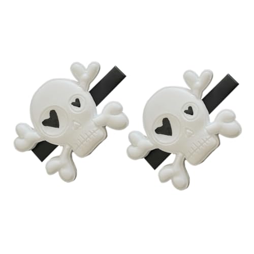 LRXIYODE 2 Stück Punk Stil Teiliges Skelett Haarklammern Weiße Schädel Haarspangen Passend für Frauen und Modischer Halloween Haarschmuck für Party Cosplay Festliche Anlässe von LRXIYODE