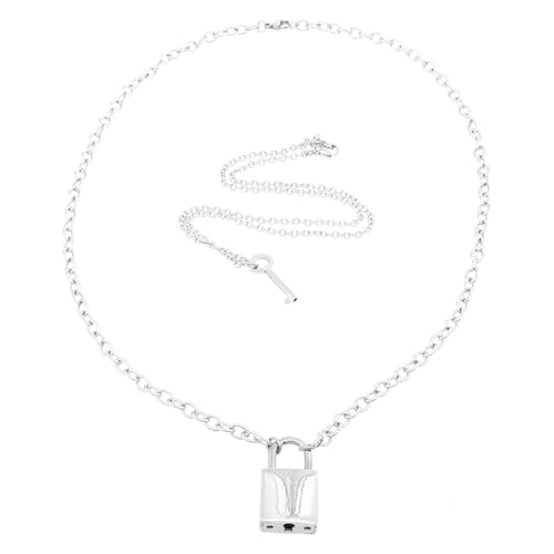 LRXIYODE 2 Stück Punk Style Halskette mit Schloss und Schlüssel Anhänger Unisex Kette aus Hochwertigem Material Hautfreundlich und Langlebig für Damen und Herren zu Geburtstag Valentinstag von LRXIYODE