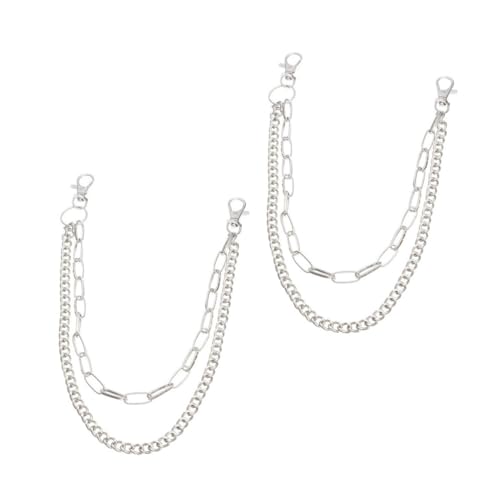 LRXIYODE 2 Stück Punk Style Metall Taillenketten Hüftketten mit Grober Doppelgliederung Hip Hop Bauchkette für Damen und Herren für Hose Party von LRXIYODE