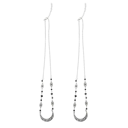 LRXIYODE 2 Stück Retro Haarreif mit Verstellbarer Halbmond Stirnkette aus Legierung und Kunstkristall Vielseitiger Vintage Kopfschmuck für Damen und Mädchen zu Party Hochzeit und Alltag von LRXIYODE