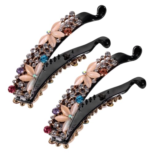 LRXIYODE 2 Stück Rhinestone Banana Clip Haarklammer für Dickes Lockiges Haar Leichter Legierungsclip Glitzernde Haarspange für Damen Vielseitig für Pferdeschwanz und Partys von LRXIYODE