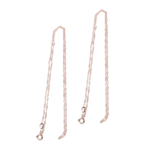 LRXIYODE 2 Stück Roségold Wasserwellen Ketten DIY Halsketten Kupfer Schmuckketten für Damen Hautfreundlich Robust Vielseitig Kombinierbar für Anhänger von LRXIYODE