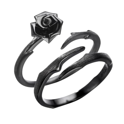 LRXIYODE 2 Stück Rosen Partnerringe Teiliges Damen Herren Schmuck Fingerringe Dekorativ Romantisch Langlebig Umweltfreundlich für Verlobung Festival Alltag von LRXIYODE
