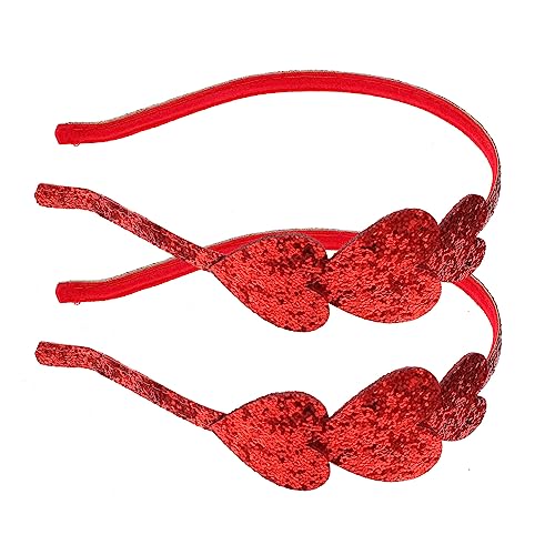 LRXIYODE 2 Stück Rotes Pailletten Haarband mit Teiliges Elastisches Stirnband für Mädchen und Frauen Modisches Haaraccessoire für Partys Alltag Valentinstag Romantische Frisuren von LRXIYODE
