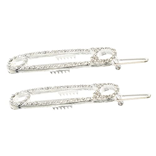 LRXIYODE 2 Stück Sicherheitsnadeln Haarklammern mit Strass Haarklammern für Mädchen Leichte Haarspangen für Langes Kurzes Lockiges Haar Klassisch Silber Stabiler Halt für Alltag und Party von LRXIYODE