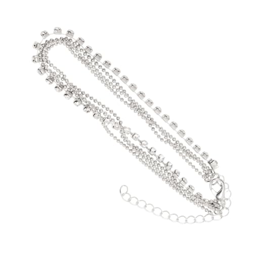 LRXIYODE 2stücke Künstliche Diamantkette Exquisites Fußkettchen Einfaches Fußkettchen Fußschmuck Aus Legierung Für Frauen Damen Und Mädchen Silber von LRXIYODE
