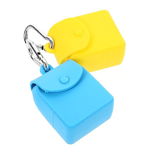 LRXIYODE 2 Stück Silikon Schlüsselanhänger Aufbewahrungstaschen Tragbare Reisebeutel für Schlüssel und Kopfhörer Gelb und Blau mit Praktischem Haken Geruchsdicht Wiederverwendbar von LRXIYODE