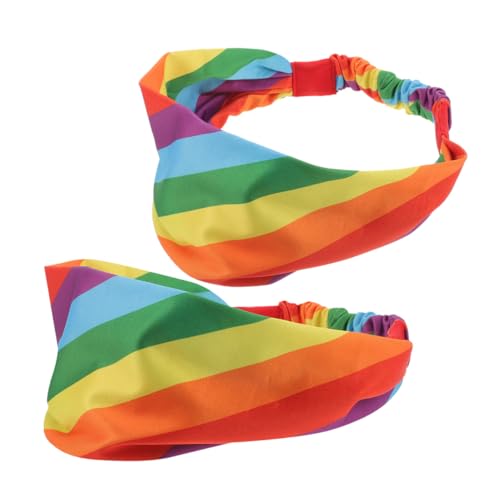 LRXIYODE 2 Stück Sport Stirnbänder Damen Regenbogen Elastisch Schweißabsorbierend Breit Dehnbar Modisch für Workout Laufen Pride Parade und Fitness und Rutschfest von LRXIYODE