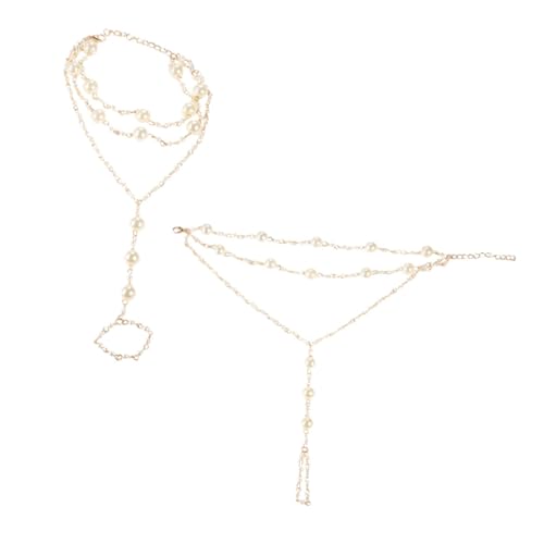 LRXIYODE 2 Stück Stilvolle Damen Fußkettchen mit Mehrschichtigen Perlen Eleganter Strand Schmuck für Frauen Leichtes Hautfreundliches Accessoire für Party Hochzeit und Alltag von LRXIYODE