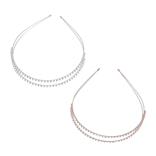 LRXIYODE 2 Stück Strass Haarreifen Damen Modischer Haarschmuck für Hochzeit Party Alltag Stilvolles Einzigartiges Design in Roségold und Silber von LRXIYODE