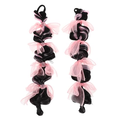 LRXIYODE 2 Stück Synthetische Perücke mit Bows für Mädchen Verkleiden und Nahtloses Design für Alltägliche von LRXIYODE