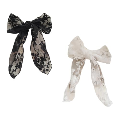 LRXIYODE 2 Stück Teiliges Bestickte Spitzen haarspangen mit Schleifen Modische Haarklammern für Damen Eleganter Haarschmuck für Hochzeit Party und Alltag Rutschfest und Vielseitig von LRXIYODE
