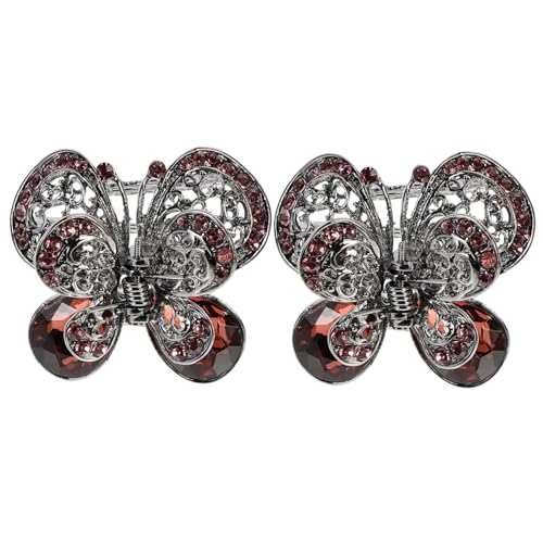 LRXIYODE 2 Stück Teiliges Damen Haarklammern mit Großen Schmetterlings Krallenclips Glitzernde Strassdekoration Schonend für Haar und Kopfhaut Leichtes Design für Hochzeiten und Partys von LRXIYODE