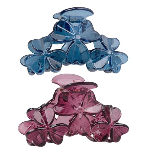 LRXIYODE 2 Stück Teiliges Dekorative Hohlgearbeitete Haarspangen aus Widerstandsfähigem Resin für Mädchen Modische Haarklammern mit Dreiblättrigem Blumenmotiv Vielseitiger Haarschmuck für von LRXIYODE