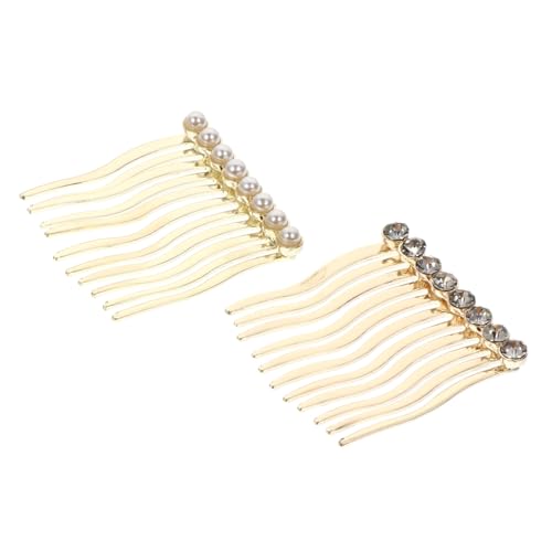 LRXIYODE 2 Stück Teiliges Haarkamm für Damen mit Perlen und Strasssteinen Einzigartige Rutschfeste Haarspangen Kompakte für Alltag und Tasche Modischer Haarschmuck für Mädchen und Frauen von LRXIYODE