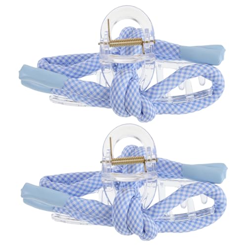 LRXIYODE 2 Stück Teiliges Haarklammer mit Schleife Rutschfeste Klammern für Damen und Mädchen Marineblaue Muster Starker für Pferdeschwanz und Hochsteckfrisuren Kompakt und Modisch von LRXIYODE