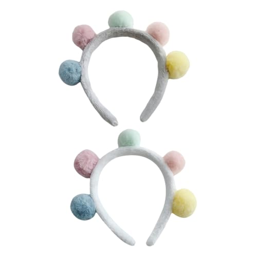 LRXIYODE 2stücke Plüsch-ball-stirnband Pom Ball Kopf Band Cosplay Kostüm Zubehör Für Mädchen Haar-accessoires Mit Plüschbällen Design Schmuck Für Junge Mädchen von LRXIYODE
