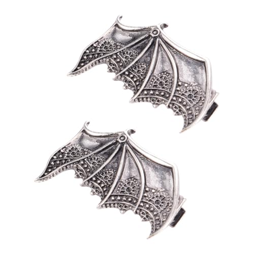 LRXIYODE 2 Stück Teiliges Halloween Haarclip mit Teufelsflügeln Silberfarbene Fledermaus Haarnadeln für Teens und Damen Festlicher Haarschmuck für Cosplay Party und Bühnenauftritte von LRXIYODE