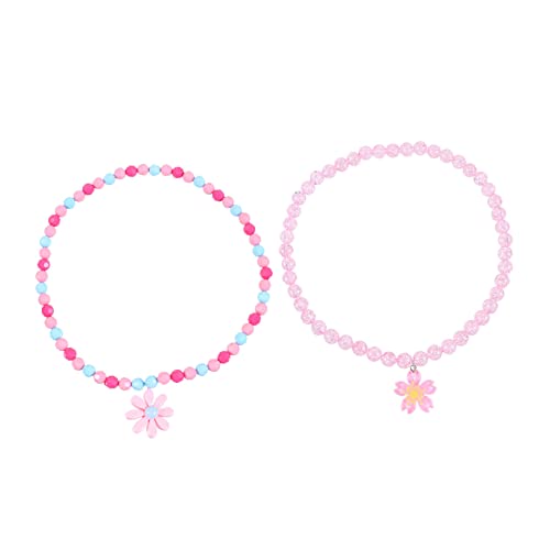LRXIYODE 2 Stück Teiliges Halsketten mit Perlen Sonnenblumen und Kirschblüten Anhänger Bunte Beaded Choker für Mädchen Modisches Schmuckzubehör für Geburtstag und Party von LRXIYODE
