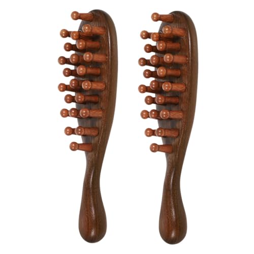 LRXIYODE 2 Stück Teiliges Holz Massagekamm Ergonomischem Griff Feine Zähne gegen Schuppen Natürlicher Duft Tragbar für Kopfhautmassage bei Damen für Zuhause und Reisen von LRXIYODE